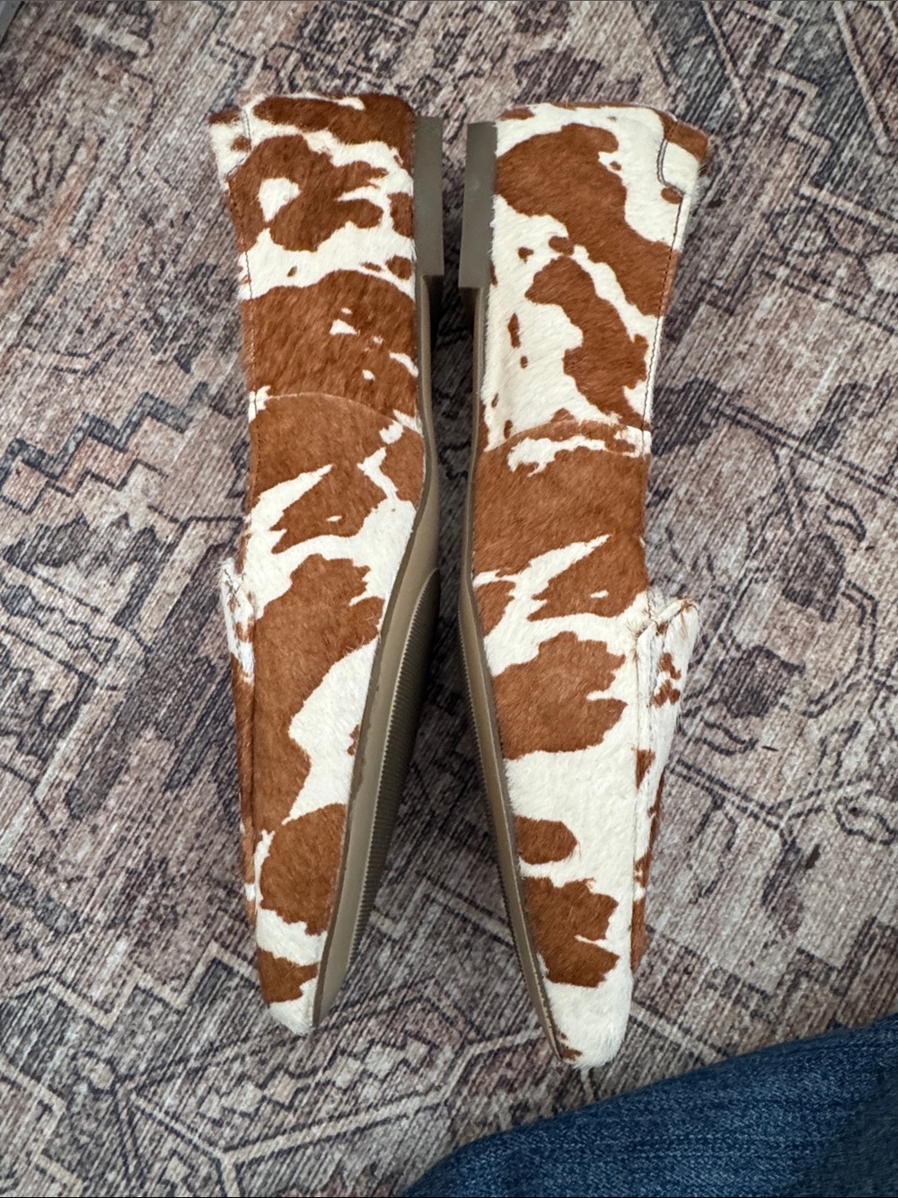 Hush Puppies Cowhide-Print Pointed Toe Flats - Brown & White - Picture 2 of 7